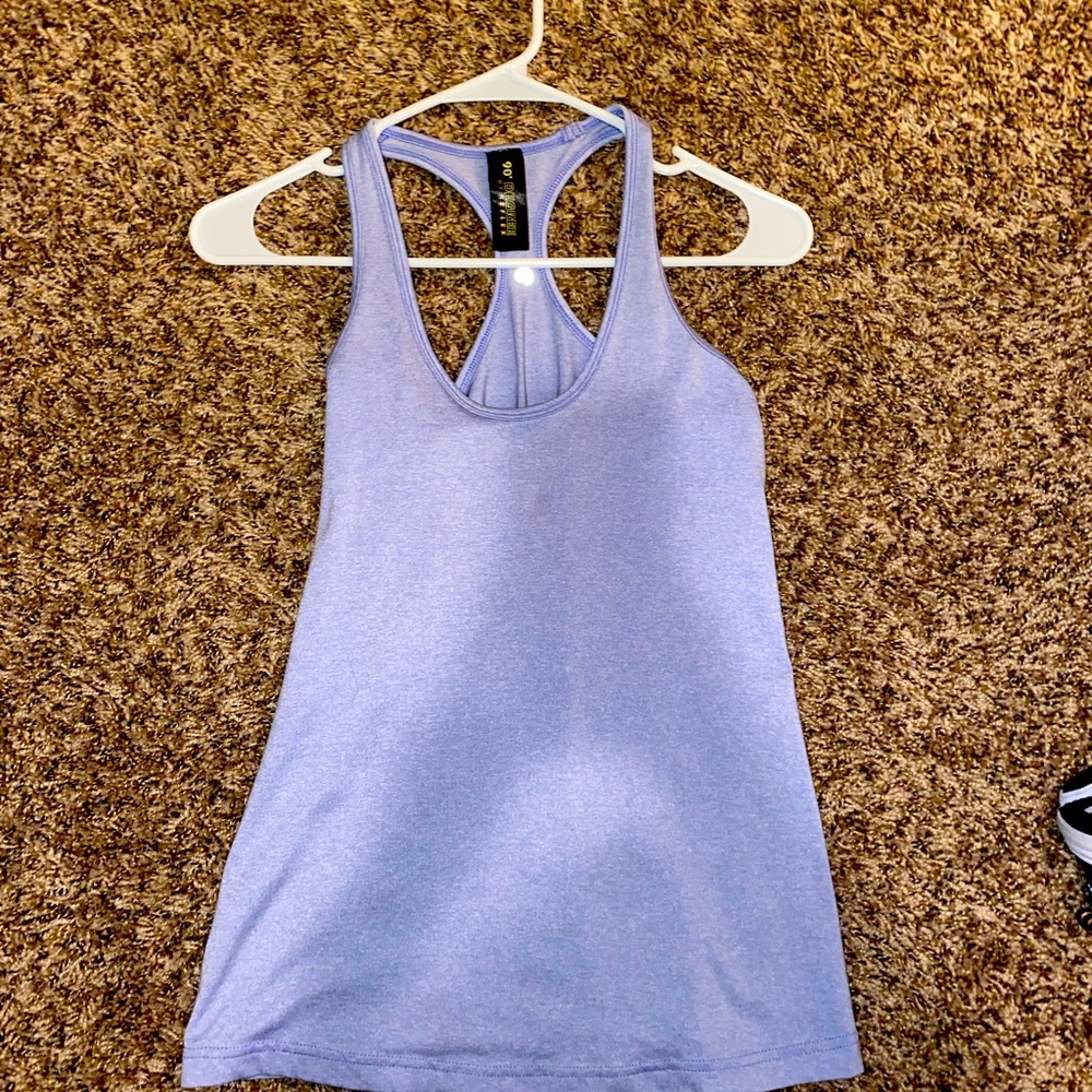 90 degree, light blue, tight fitting workout top!